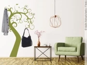 Preview: Garderobe mit Baum Motiv zum Aufkleben auf die Wand