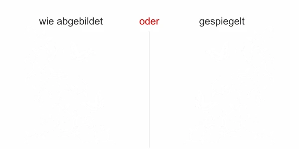 Aufkleber mit Blätter Ornament und Schmetterlingen - Ansicht Ausrichtung