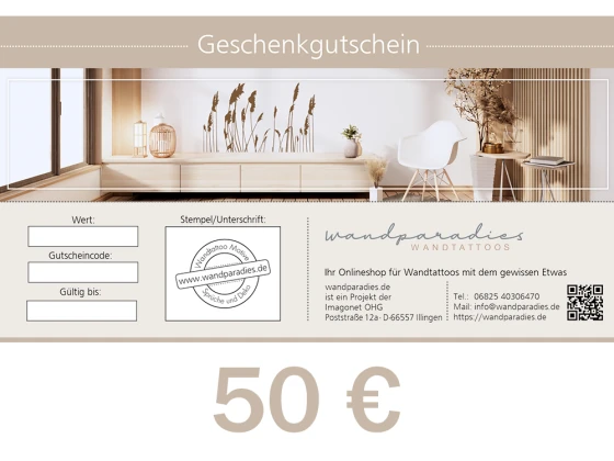 Gutschein 50 € für Wandtattoos