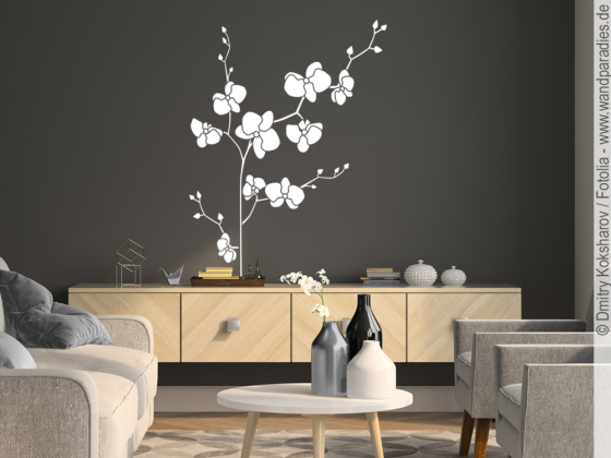 Preview: Wandaufkleber mit Orchideenzweig