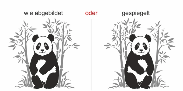 Buntes Wandtattoo Bambuspflanze mit Panda - Ansicht Ausrichtung