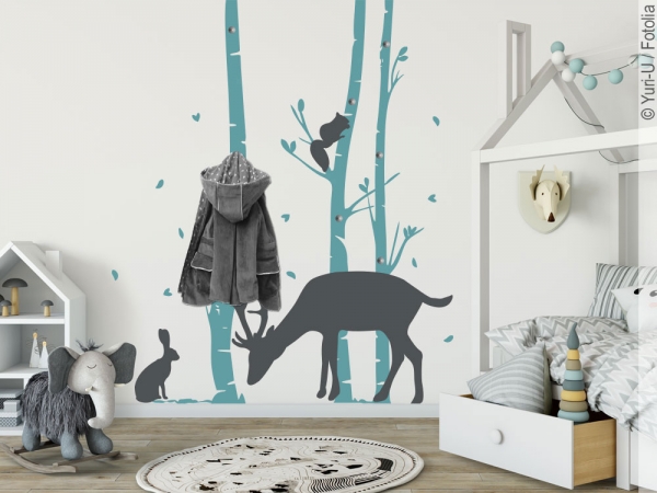Preview: Wandtattoo Garderobe Tiere im Wald Preview: Wandtattoo Garderobe Tiere im Wald