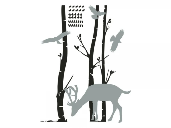 selbstklebende Garderobe mit Tieren im Wald
