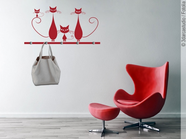 Preview: selbstklebende Garderobe mit Katzen