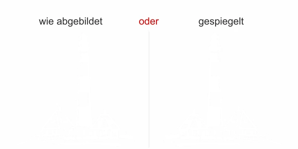 Wandsticker mit Leuchtturm - Ansicht Ausrichtung und Farbauswahl