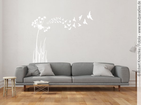Wandsticker Pusteblume mit Vögeln