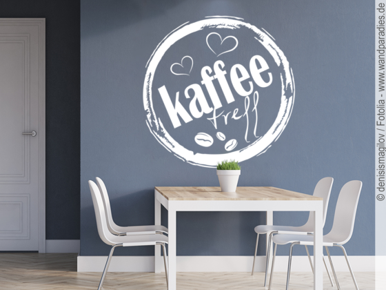 Preview: Wandtattoo Kaffee Treff Preview: Wandsticker mit Kaffe Treff Button