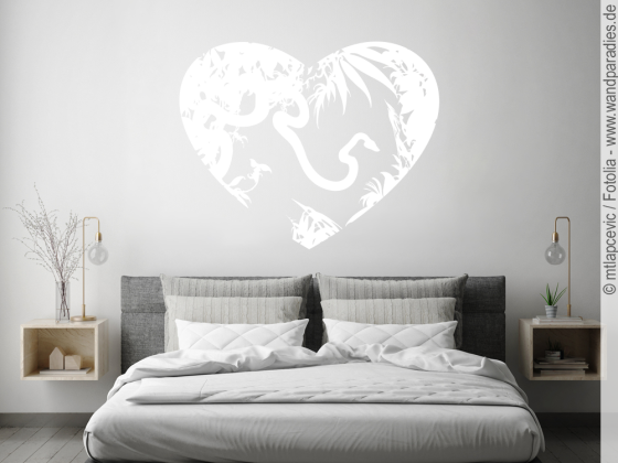 Preview: Wandtattoo Dschungelparadies Preview: Wandsticker mit paradiesischem Herzen