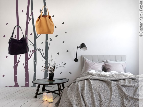 Preview: Zweifarbiger Gardarobenaufkleber mit Birken