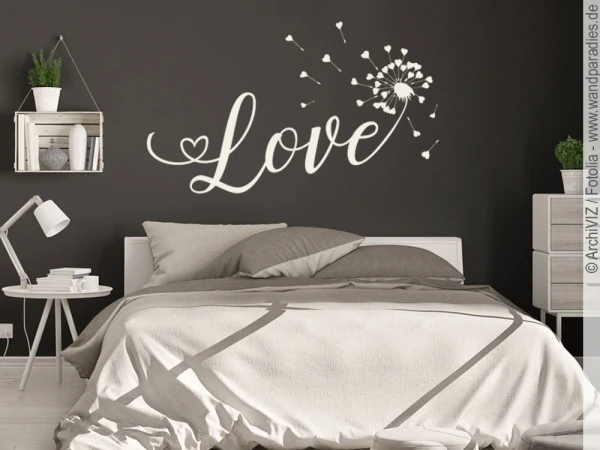Wandwort Love für das Schlafzimmer