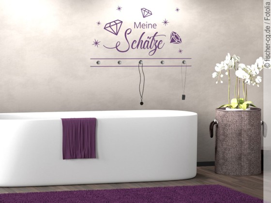 Preview: Wandtattoo Schmuckgarderobe Preview: Garderobensticker Meine Schätze zum Aufhöngen von Ketten