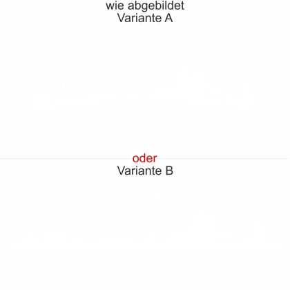 Aufkleber für Wand mit der Skyline von Düsseldorf - Ansicht Ausrichtung mit Farbauswahl und Variante