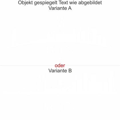Die Kölner Skyline als Wandaufkleber - Ansicht Ausrichtung mit Farbauswahl und Variante