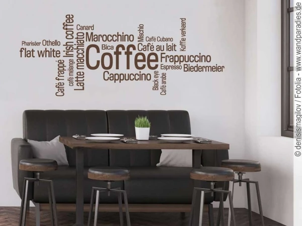 Wandtattoo Coffee: Wortwolke für Küche oder Esszimmer