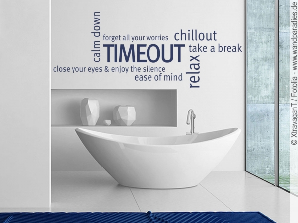 Preview: Konturgeschnittener Aufkleber mit Wortwolke Timeout