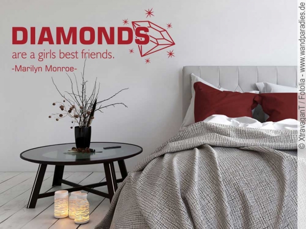 Preview: Wandtattoo Zitat Diamonds Preview: Wandsticker Diamonds are a girls best friends