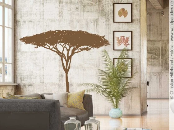 Afrikanischer Savannenbaum als eindrucksvolle Wanddekoration