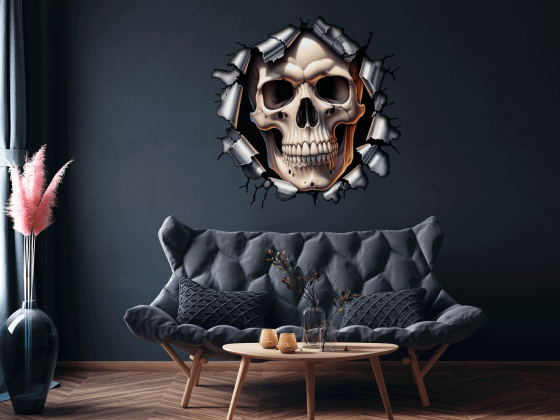 Preview: Wandtattoo Aufgerissene Wand mit Totenkopf Preview: Wandtattoo Aufgerissene Wand mit Totenkopf
