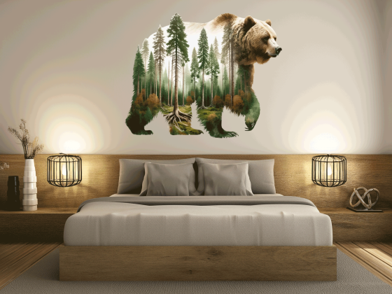 Preview: Wandtattoo Bären Silhouette mit Wald Preview: Wandtattoo Bären Silhouette mit Wald