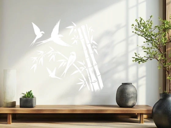 Wandtattoo Bambus mit Vögeln - Ansicht Farbauswahl