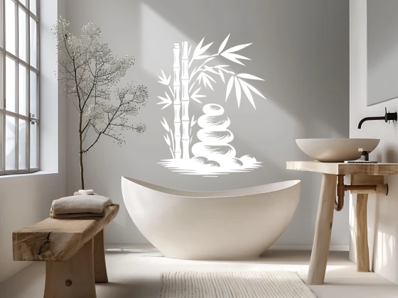 Wandtattoo Bambusstäbe und Zen Steine - Ansicht Farbauswahl