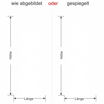 Selbstklebender Wandbanner mit Sommerblumen - Ansicht Ausrichtung mit Farbauswahl