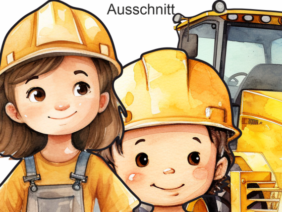 Preview: Wandtattoo Set Arbeiter auf Baustelle - Ansicht Ausschnitt