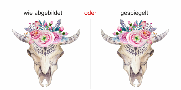 Preview: Wandtattoo Blumenreicher Tierschädel Preview: Wandtattoo Blumenreicher Tierschädel - Ansicht Ausrichtung