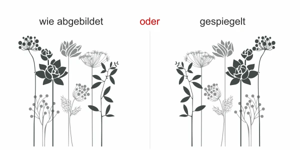 Zweifarbiger Aufkleber für die Wand mit Blumenwiese - Ansicht Ausrichtung