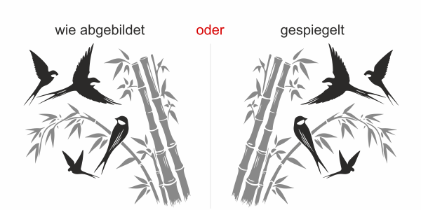 Preview: Wandtattoo Bunter Bambus mit Vögeln - Ansicht Ausrichtung