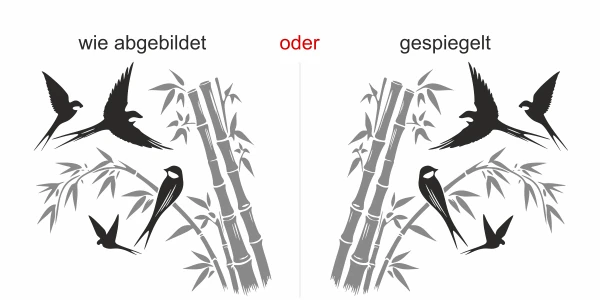 Wandtattoo Bunter Bambus mit Vögeln - Ansicht Ausrichtung