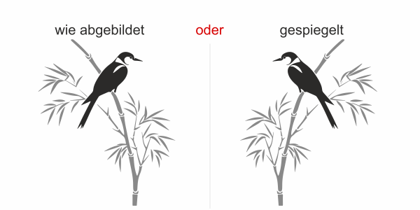 Preview: Wandtattoo Bunter Bambushalm mit Vogel - Ansicht Ausrichtung