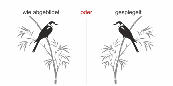 Wandtattoo Bunter Bambushalm mit Vogel - Ansicht Ausrichtung