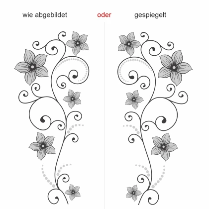 Aufkleber für die Wand mit zweifarbigem floralem Ornament - Ansicht Ausrichtung