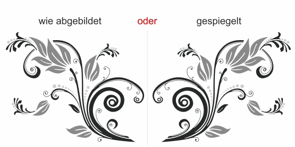 Bunter Aufkleber für die Wand mit buntem Blumenornament - Ansicht Ausrichtung