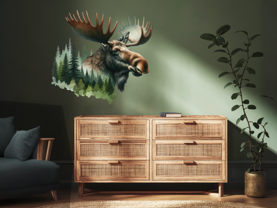 Preview: Wandtattoo Elchkopf