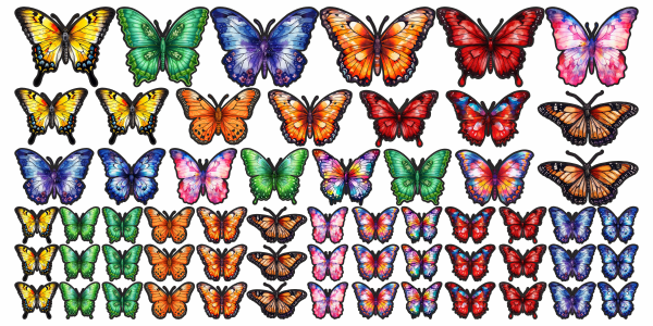 Preview: Wandtattoo Farbenfrohe Falter im Set