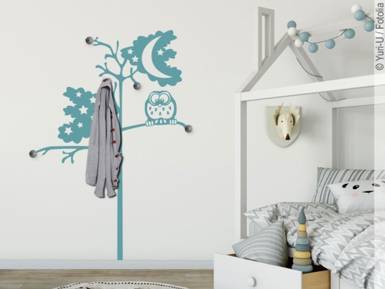Preview: Wandtattoo Garderobe Baum mit Eule Preview: Wandtattoo Garderobe Baum mit Eule