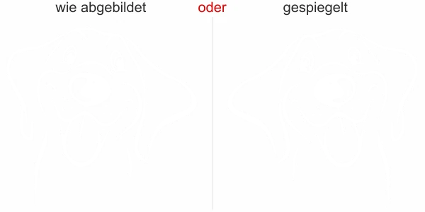 Wandtattoo mit niedlichem Hund fürs Kinderzimmer - Ansicht Ausrichtung mit Farbauswahl