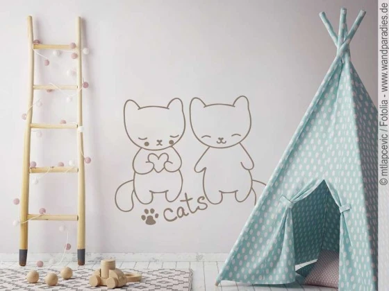 Wandtattoo mit süßen Katzen für das Kinderzimmer