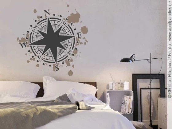 Wandtattoo Kompass für die Wand im Schlafzimmer