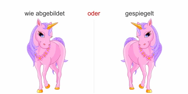 Pinkfarbenes Einhorn als Aufkleber für die Wand - Ansicht Ausrichtung