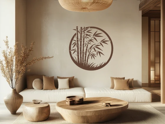 Wandtattoo Rundes Bambusdekor