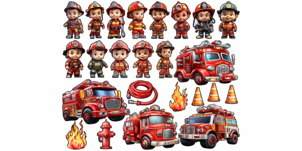 Wandtattoo Set Feuerwehr zur freien Anordnung