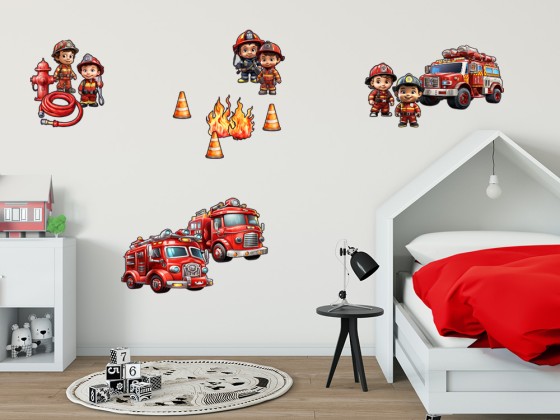 Preview: Wandtattoo Set Feuerwehr