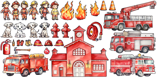 Preview: Wandtattoo Set Fire Station zur freien Anordnung