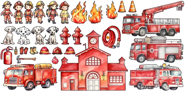 Wandtattoo Set Fire Station zur freien Anordnung