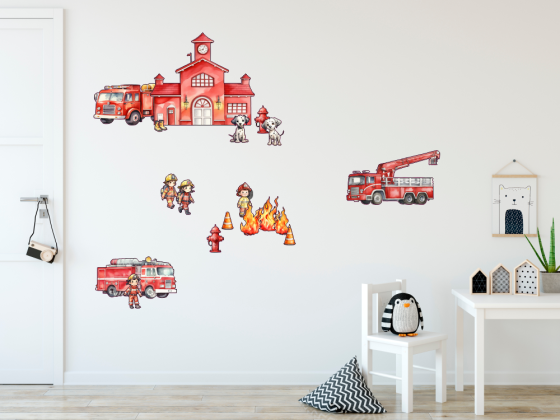 Preview: Wandtattoo Set Fire Station