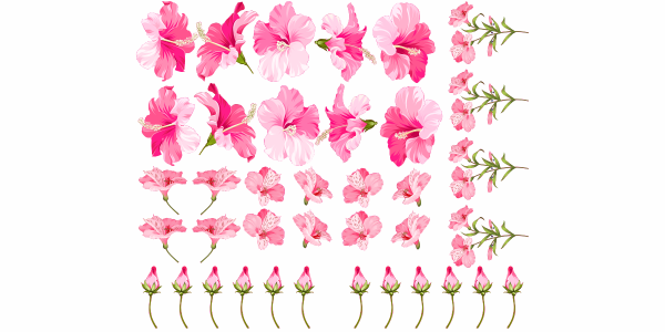 Preview: Wandtattoo Set Hibiskusblüten Preview: Wandtattoo Set Hibiskusblüten zur freien Anordnung