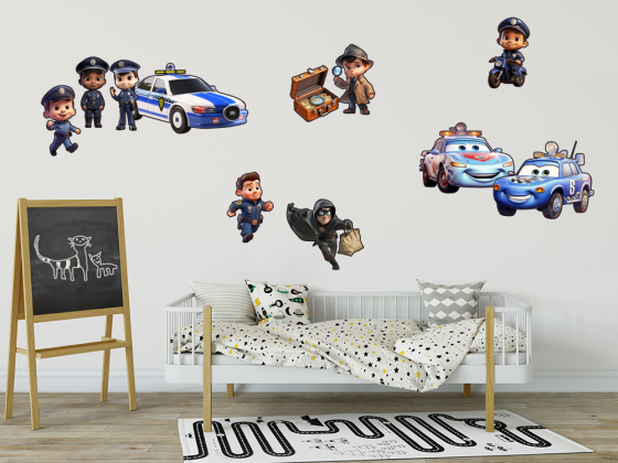 Preview: Wandtattoo Set Kinderpolizei Preview: Wandtattoo Set Kinderpolizei